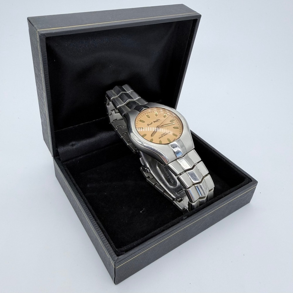 Paul Jardin Quartz Mens Japan Movt Stainless Steel Silver Champagne Dial Watch